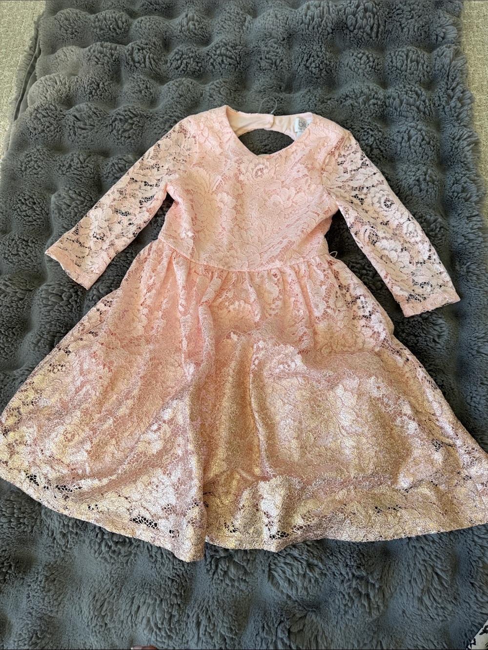 Us Angels Blush Lace Party Dress in Light Pink